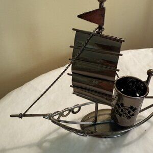 Metal Boat/Ship Sculpture-Peru